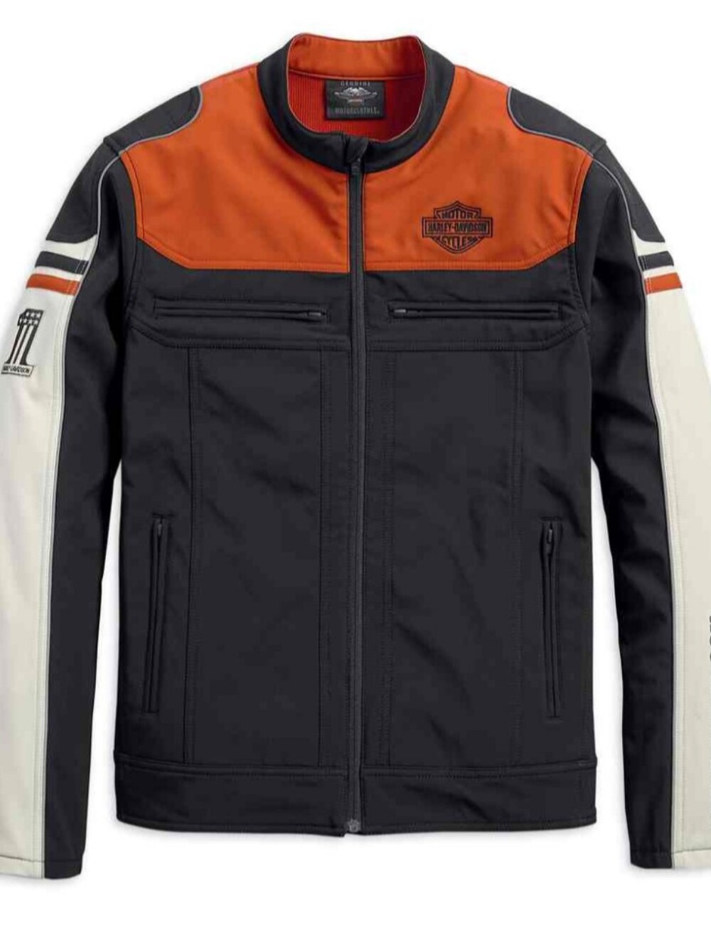 Harley-Davidson Black and Orange Motorcycle Jacket - Picture 2 of 9